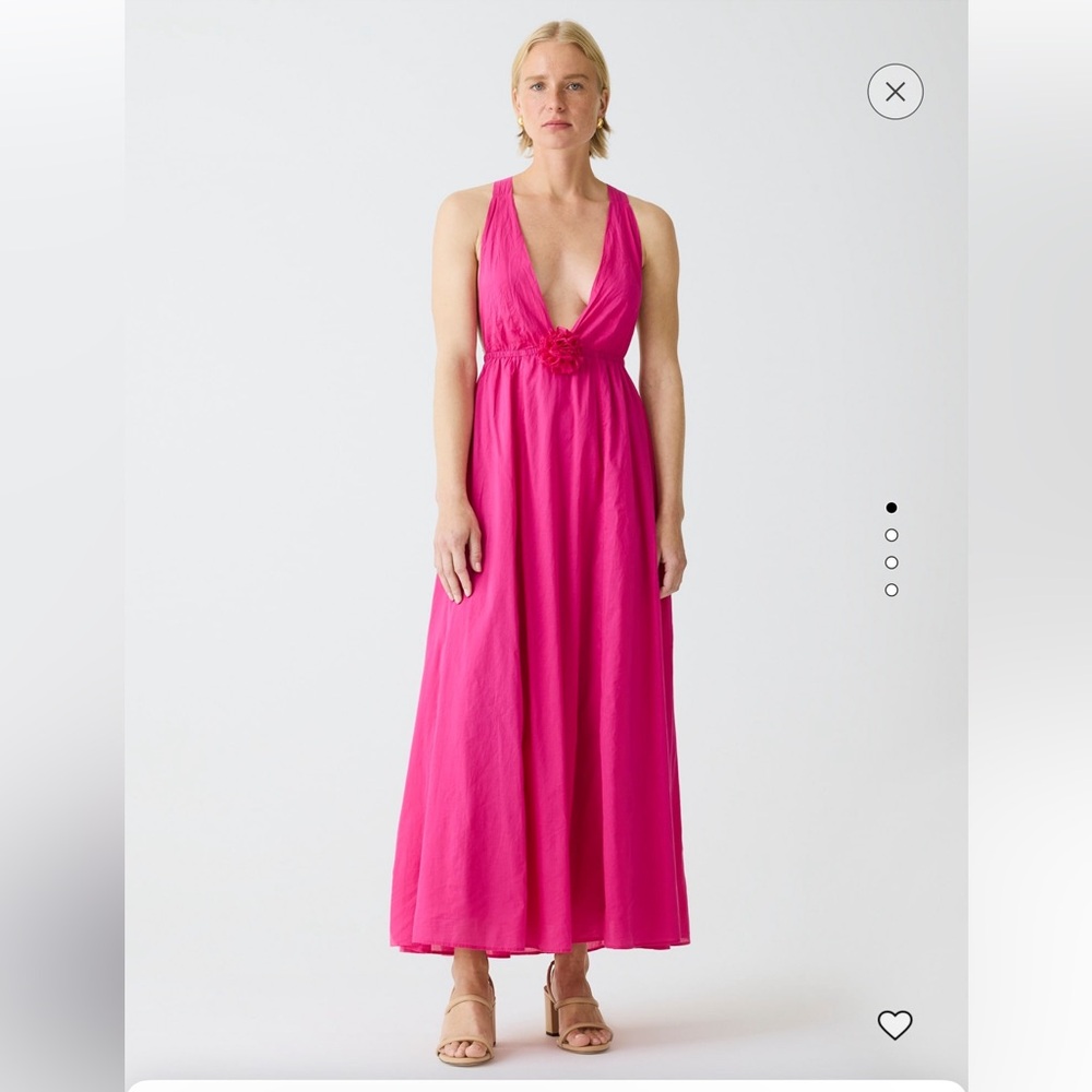 J Crew Rosette Plunge Maxi Dress in Cotton Voile NWT XL